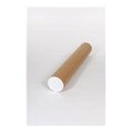 The Packaging Wholesalers Mailing Tubes With Caps, 3" Dia. x 12"L, 0.06" Thick, Kraft, 24/Pack P3012K